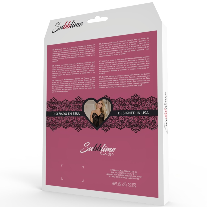 Subblime Babydoll White Flared Sleeve S/M - Lencería Sensual con Bordados