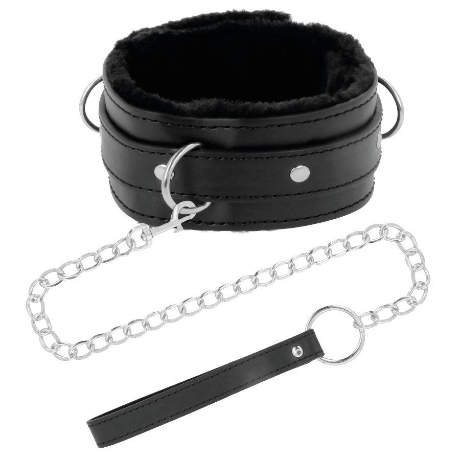 Collar de Postura DARKNESS con Cadena de Cuero - Bondage BDSM
