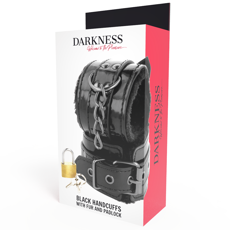 Darkness Black Adjustable Leather Handcuffs with Padlock