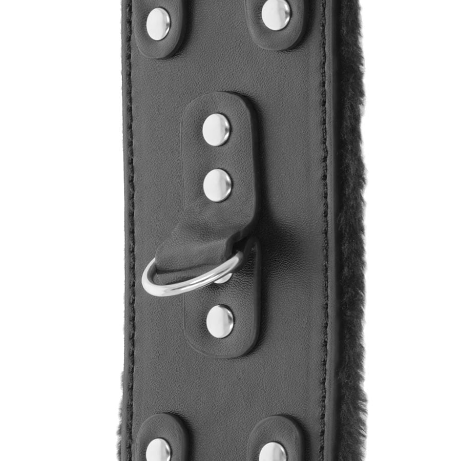Darkness Black Adjustable Leather Handcuffs with Lining