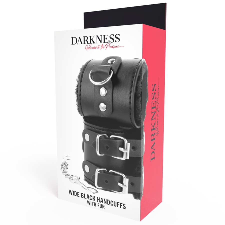 Darkness Black Adjustable Leather Handcuffs with Lining