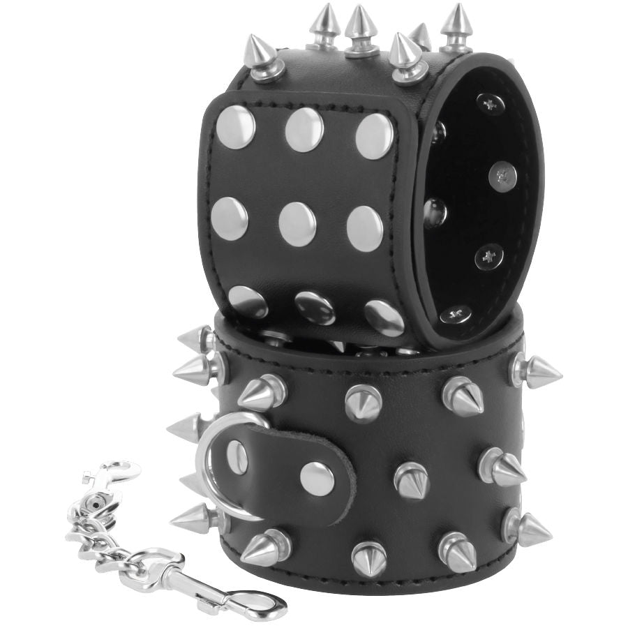 Darkness Skulls and Bones Black Spiked Handcuffs