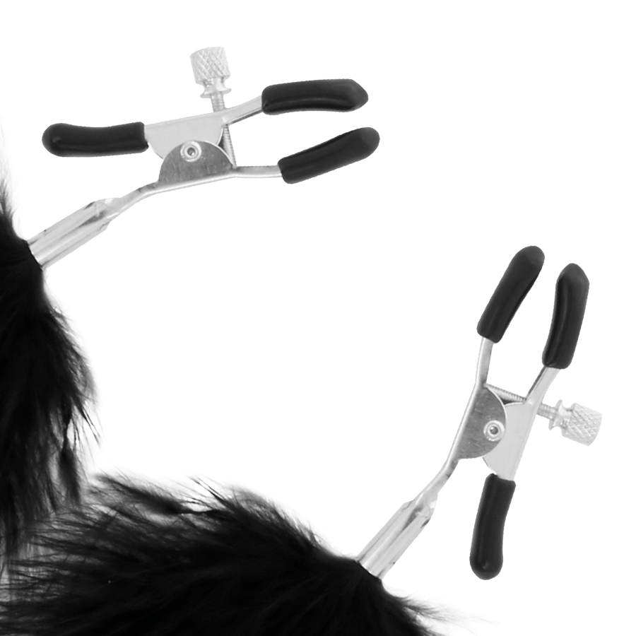 Darkness Pom-Pom Nipple Clamps 2 - Pinzas para Pezones con Plumas