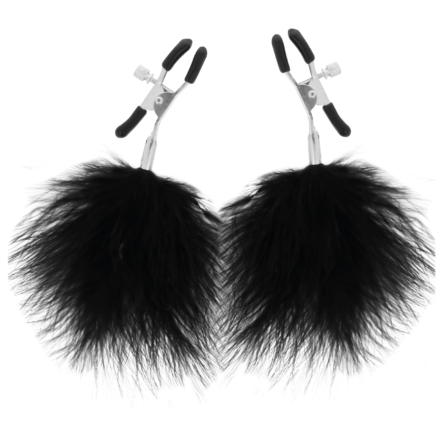 Darkness Pom-Pom Nipple Clamps 2 - Pinzas para Pezones con Plumas