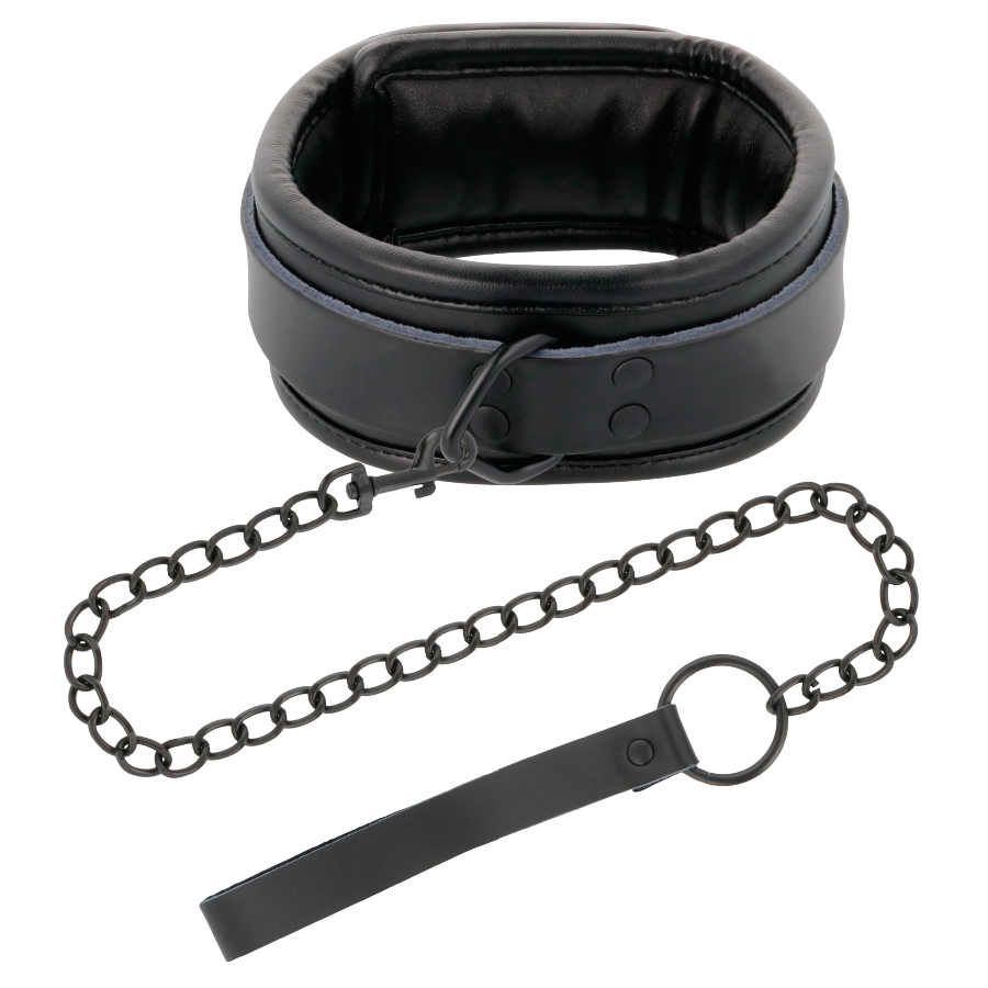 Darkness Black Leather Handcuffs and Collar Set