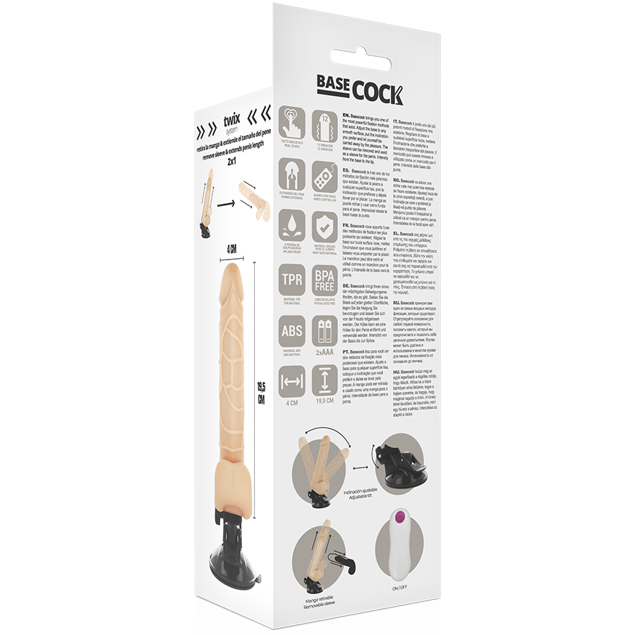 Basecock Vibrador Realista con Control Remoto 19.5 cm