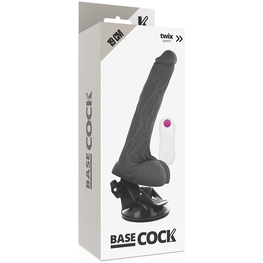 Basecock Vibrador Realista Control Remoto Negro 19 cm