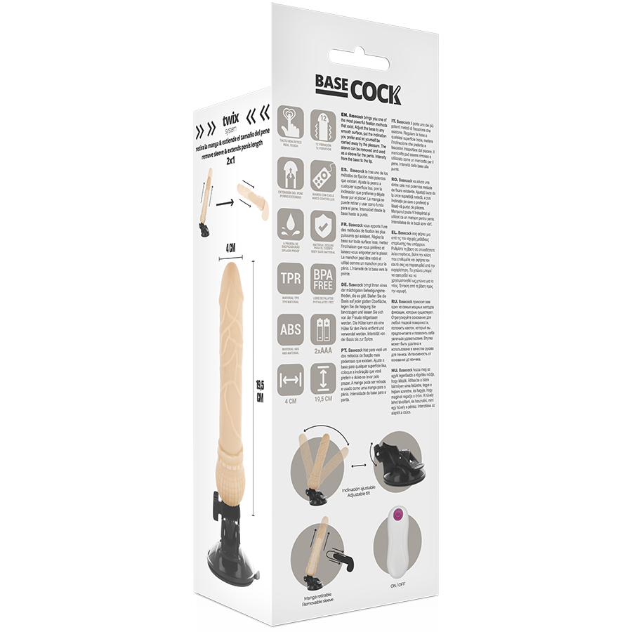 Basecock Vibrador Realista con Control Remoto 19.5 cm