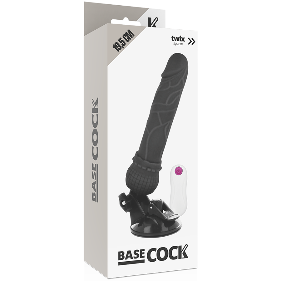 Basecock Vibrador Realista Control Remoto Negro 19.5 cm