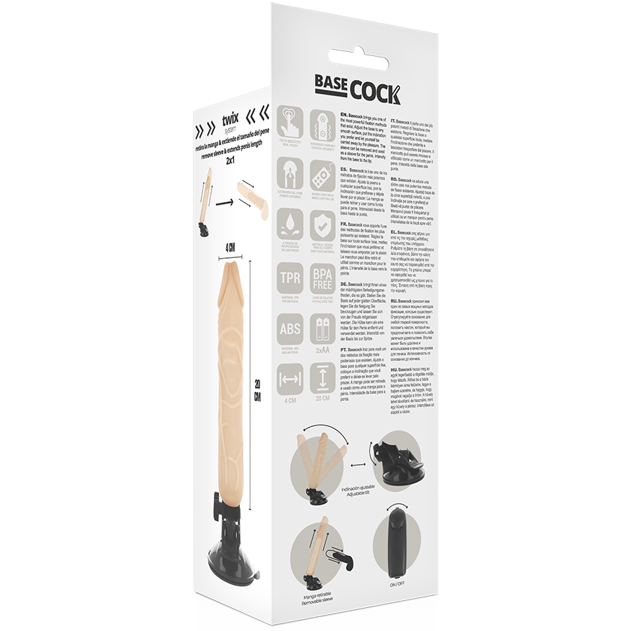 Basecock Vibrador Realista con Control Remoto 20 cm