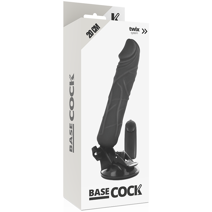 Basecock Vibrador Realista Control Remoto Negro 20 cm