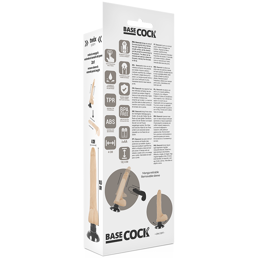 Basecock Realistic Vibrator 2-1 Flesh 18.5 cm