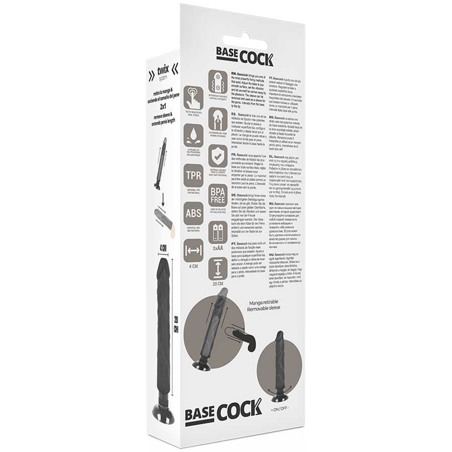 Basecock Realistic Vibrator 2-1 Black 20 cm