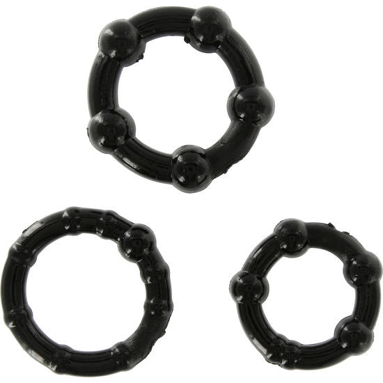 Set de Tres Anillos Penianos Seven Creations Negro