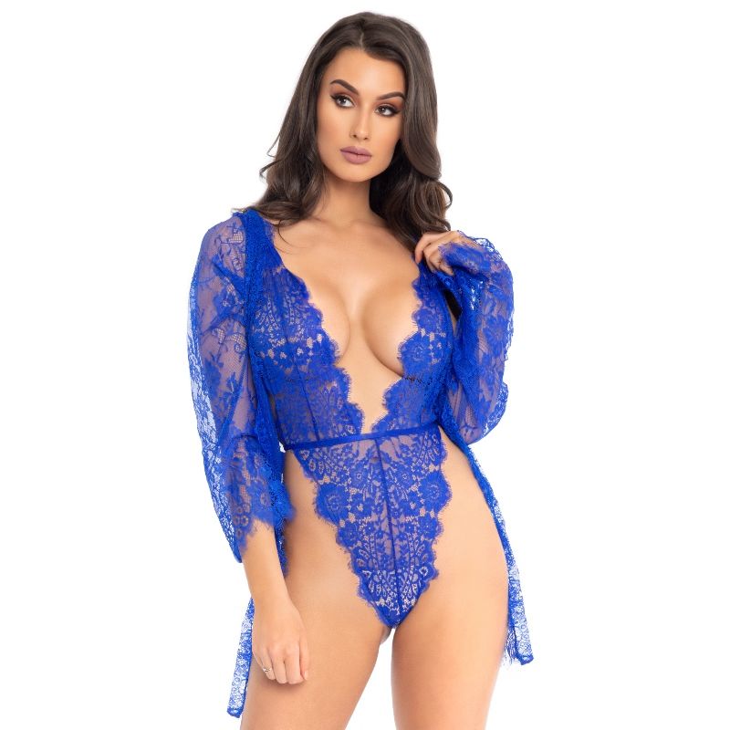 Leg Avenue Teddy y Bata Azul Talla S - Set Lencería Erótica