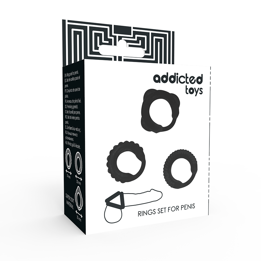 ADDICTED TOYS C-Ring Set Black - Juego de Anillos