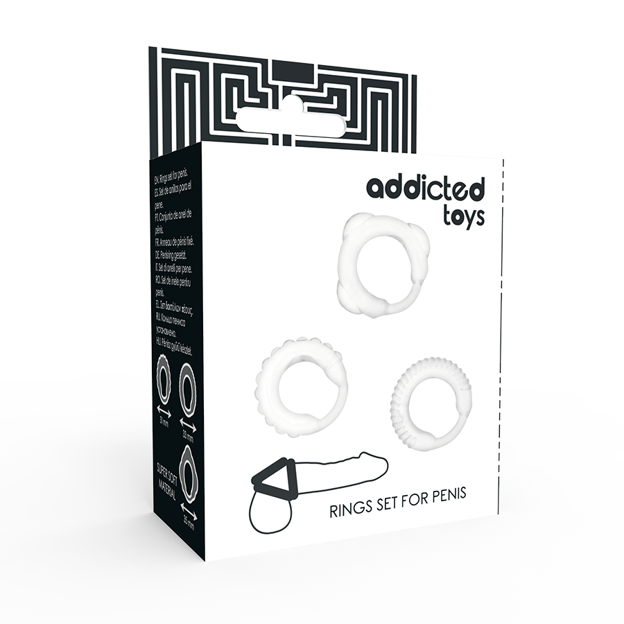 C-Ring Set Clear - Anillos de Pene Transparentes Addicted Toys