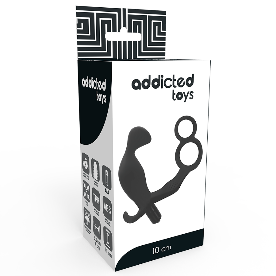 Plug Anal ADDICTED TOYS con Anillo Doble Pene y Testículos - Vibración