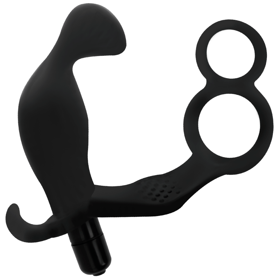 Plug Anal ADDICTED TOYS con Anillo Doble Pene y Testículos - Vibración