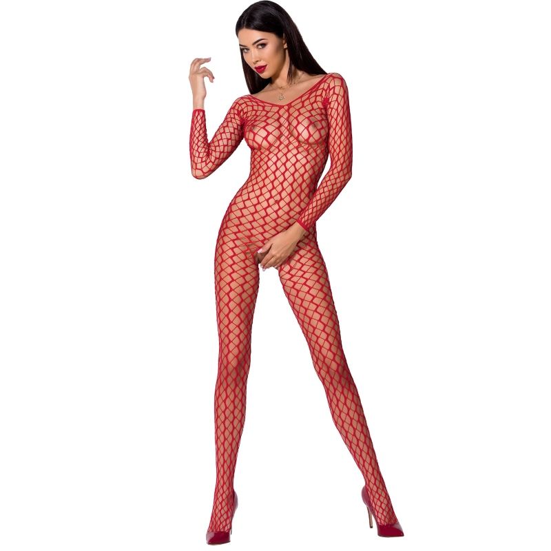 Passion Woman BS068 Bodystocking Rojo Talla Única