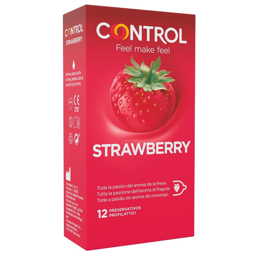 Control Adapts Strawberry - Preservativos Sabor Fresa 12 Unidades