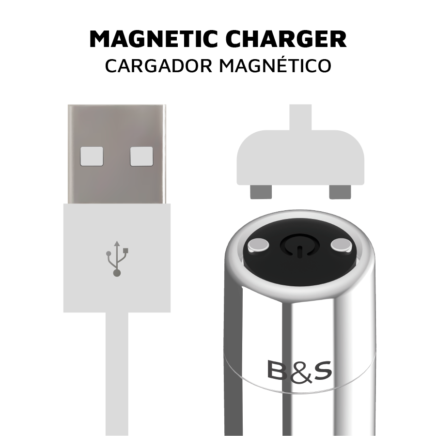 Black&Silver Vibrador Mini Recargable USB - 10 Patrones de Vibración