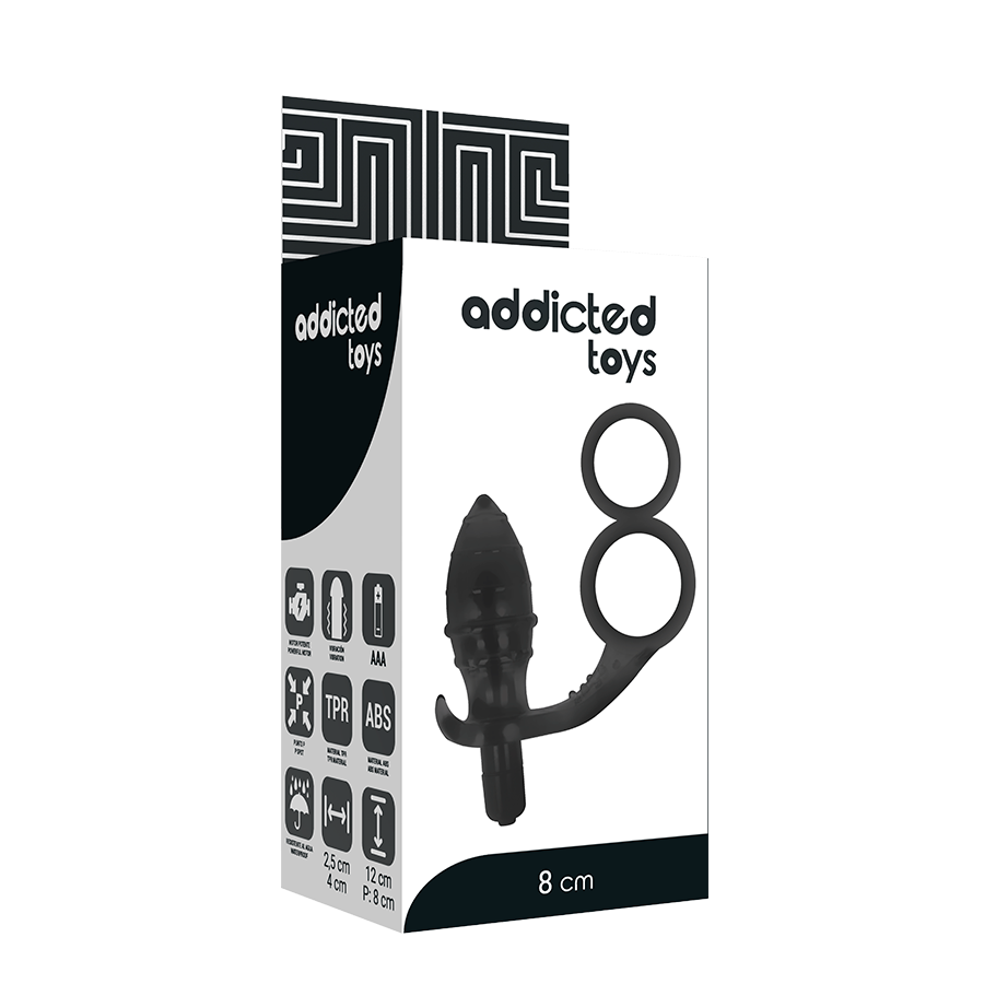 Plug Anal con Anilla Doble Negro - Addicted Toys