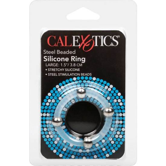 CalExotics Steel Beaded Silicone Ring L - Anillo de Silicona con Cuentas de Acero
