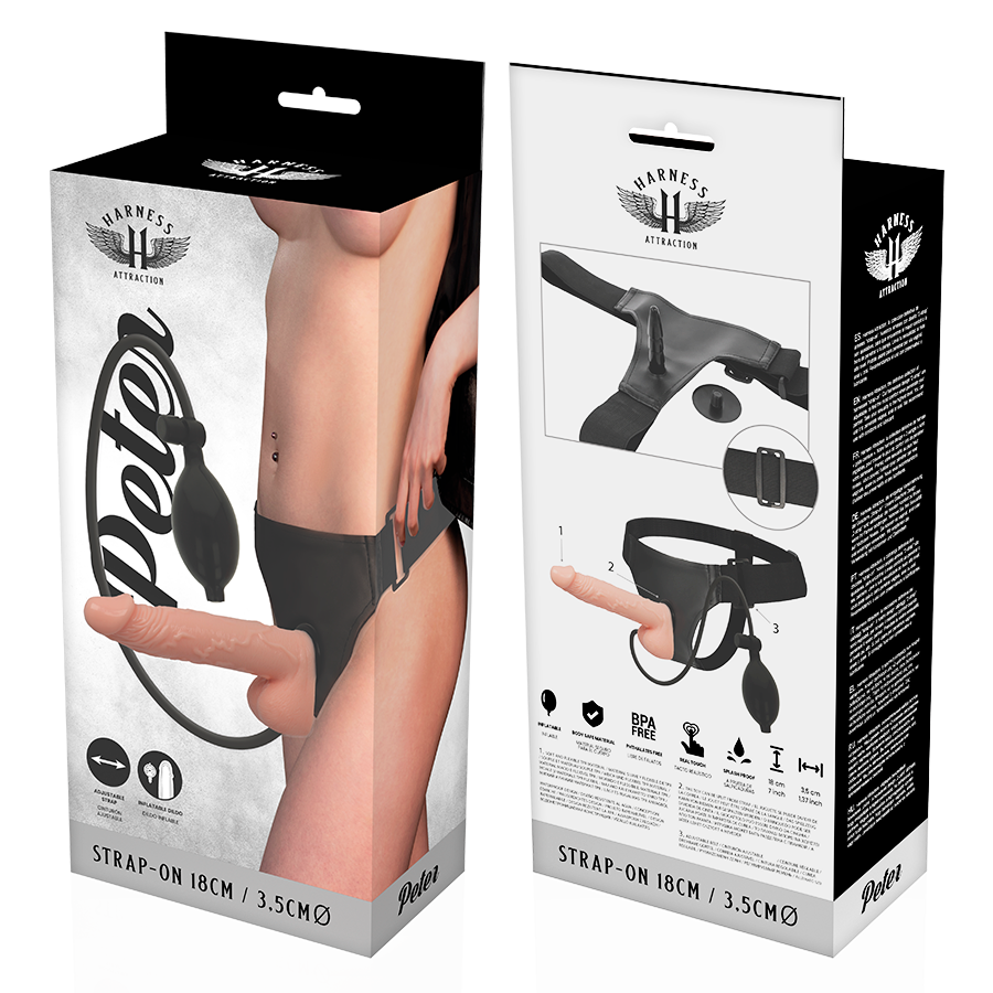 Harness Attraction - Arnés Peter con Pene Inflable 18 cm