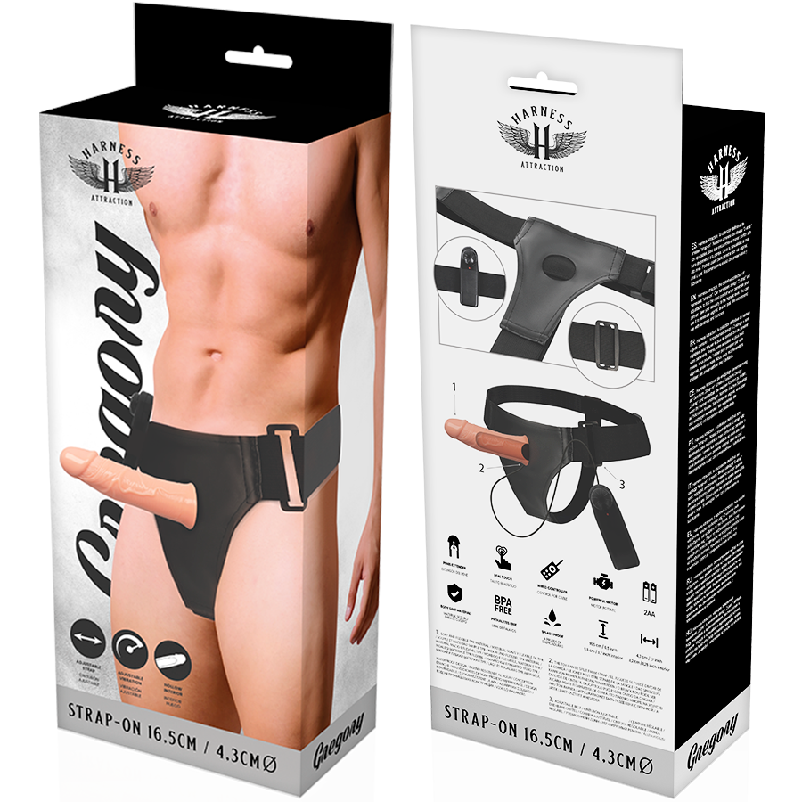 Harness Attraction Gregory - Arnés Hueco con Vibrador 16.5 cm