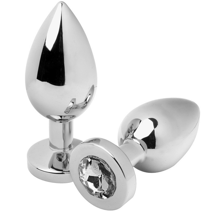 Metal Hard Anal Plug Diamond Transparente Small - 5.71cm Acero Hipoalergénico
