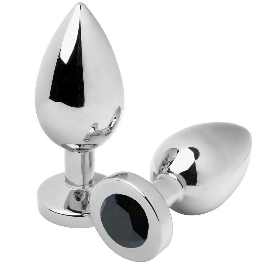 Metal Hard Anal Plug Diamond Black Small - Acero Hipoalergénico 5.71cm