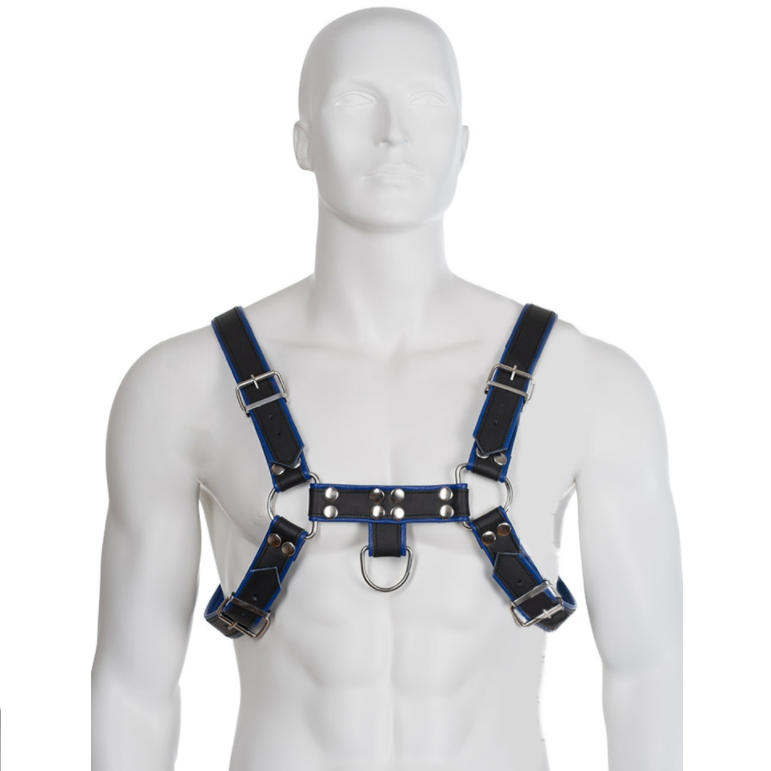 Arnés de Pecho Leather Body - Cuero Azul y Negro