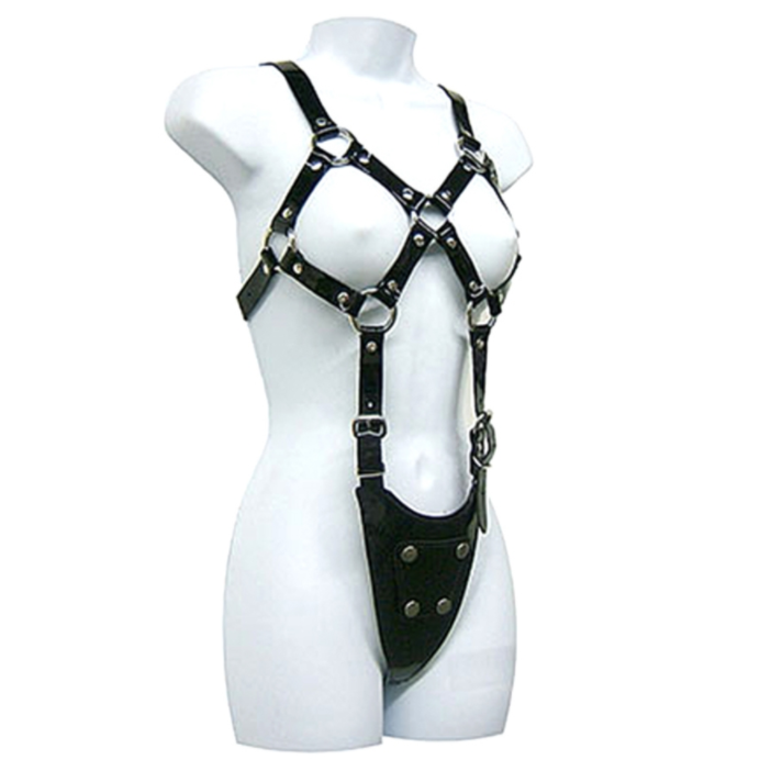 Leather Body Exposed Body - Arnés de Cuero Ajustable para Mujer
