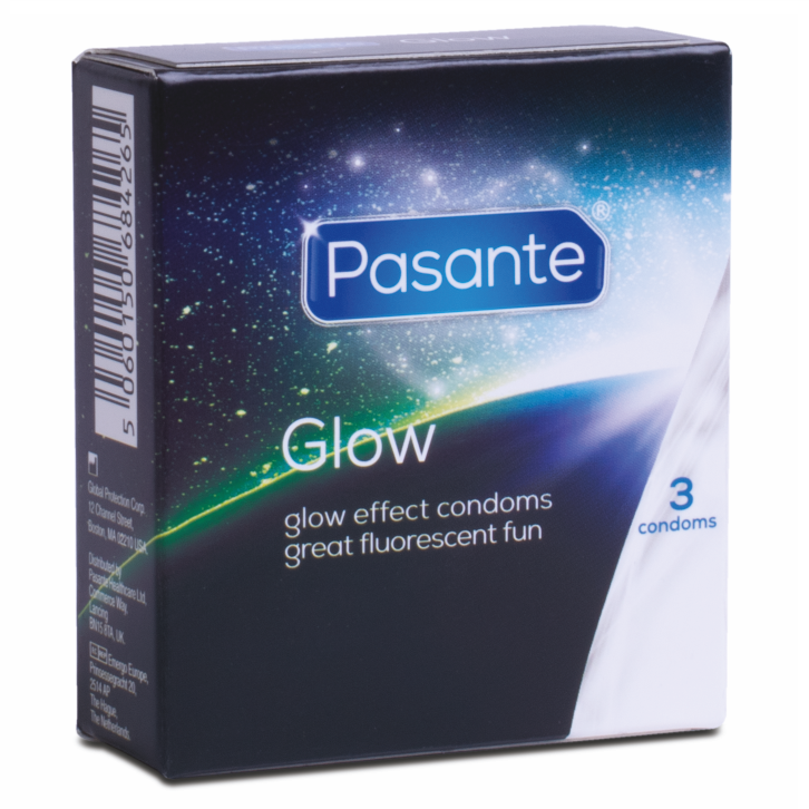 Condones Pasante Glow in the Dark - 3 Unidades, Brillo Nocturno