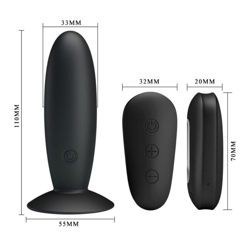 Mr Play Anal Plug Vibrador con Control Remoto Negro