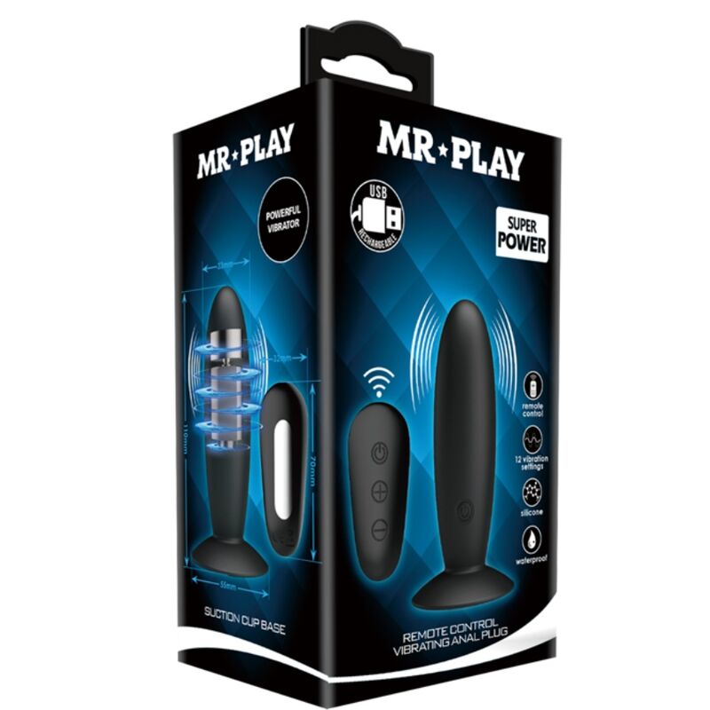 Mr Play Anal Plug Vibrador con Control Remoto Negro