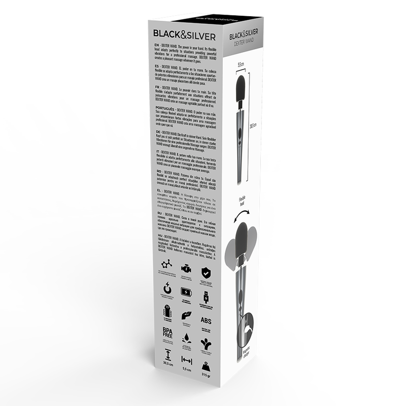BLACK&SILVER Dexter Massage Wand - Masajeador con 10 Modos de Vibración