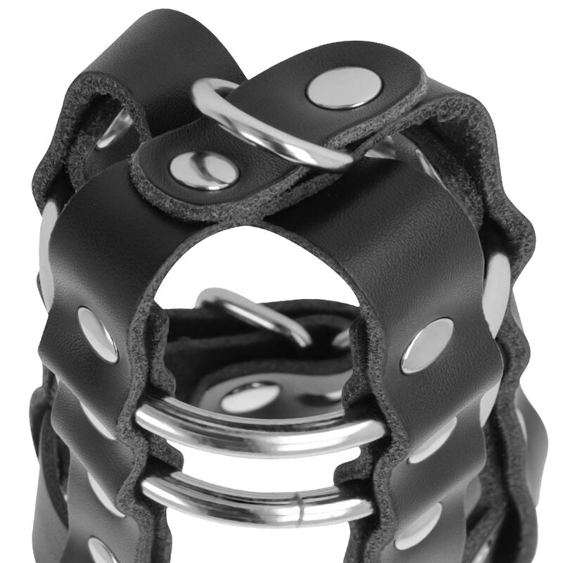 Darkness Leather Chastity Cage with Lock - Bondage