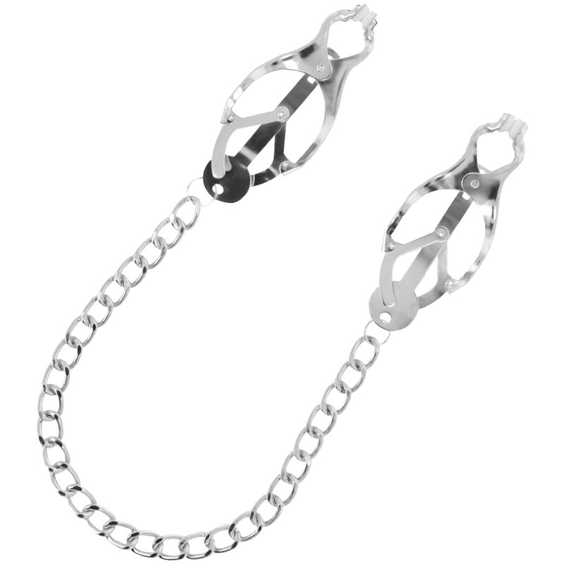 Darkness Metal Nipple Clamp with Chain - Pinzas para Pezones con Collar