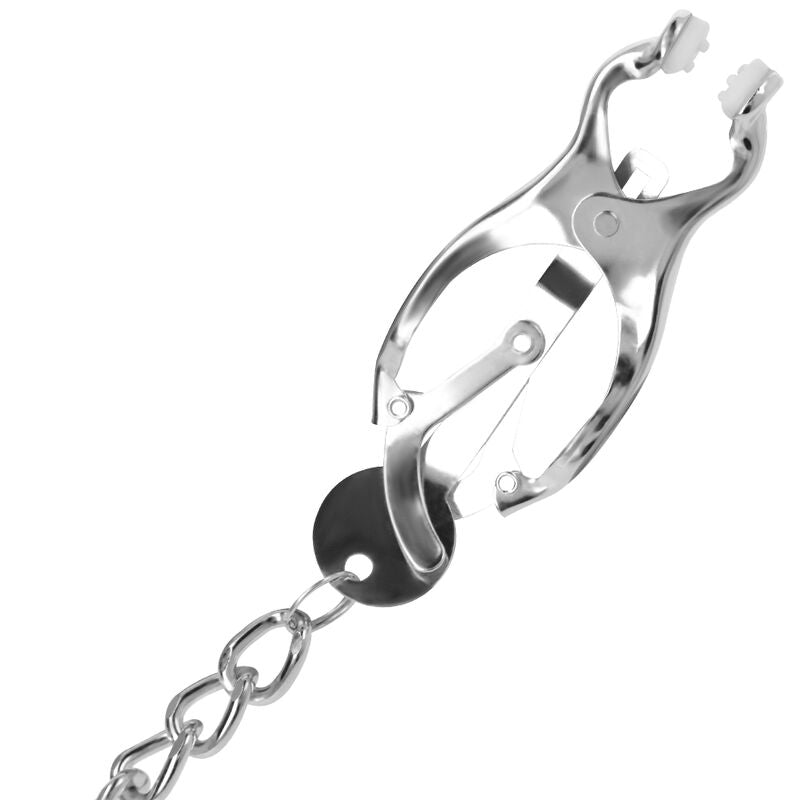 Darkness Metal Nipple Clamp with Chain - Pinzas para Pezones con Collar