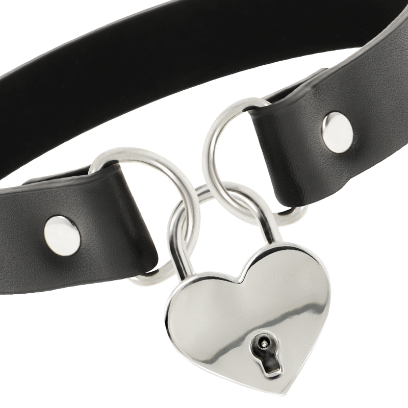 Collar Coquette Chic Desire - Cuero Vegano con Accesorios de Corazón y Llave