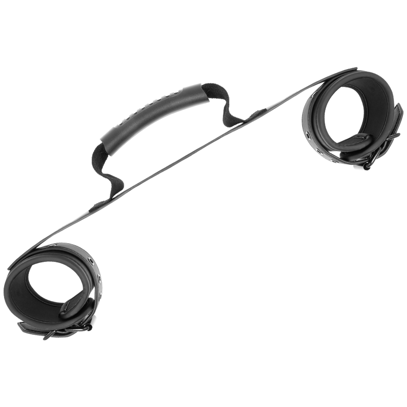 Fetish Submissive Neoprene Handcuffs with Handle - Restricciones BDSM Ajustables