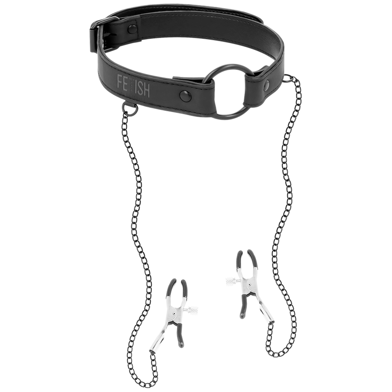 Gag Ring with Nipple Clamps - Fetish Submissive Bondage