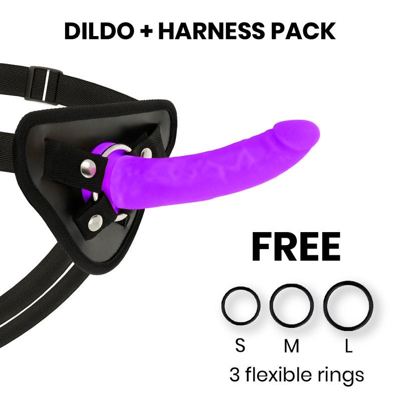 Delta Club Harness + Dong Purple Silicone 17 cm