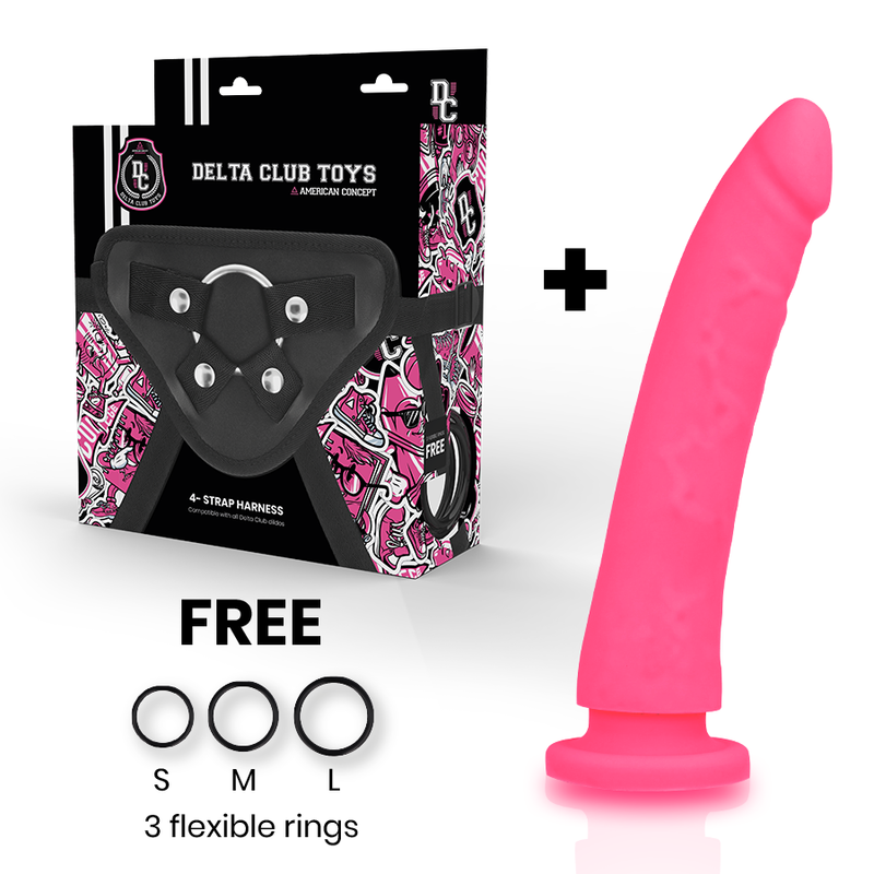 Delta Club Harness + Dong Pink Silicone 20 cm