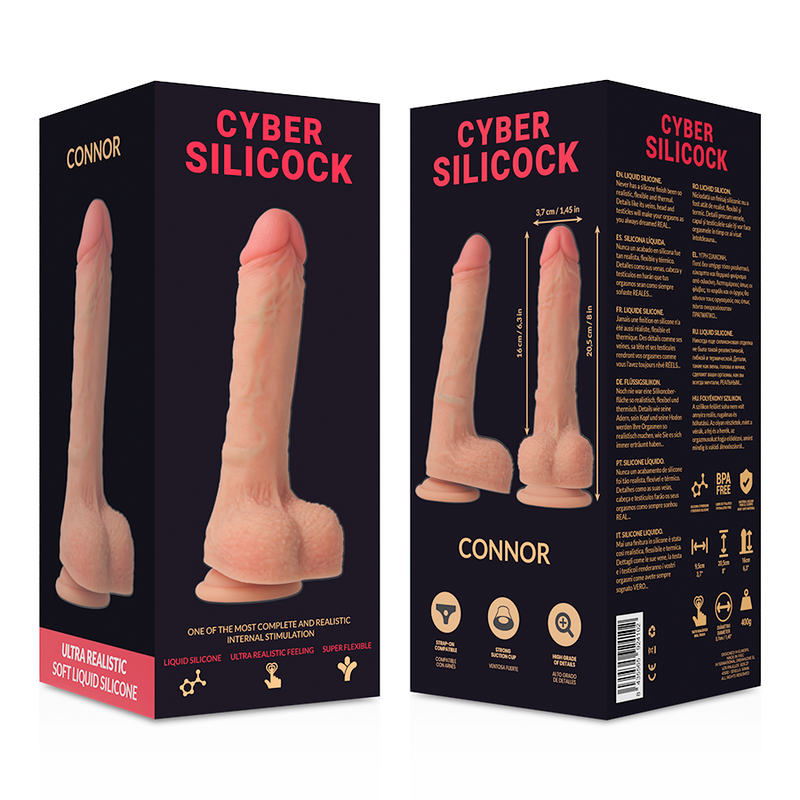 Cyber Silicock Connor - Strap-on de Silicona Líquida con 3 Anillas