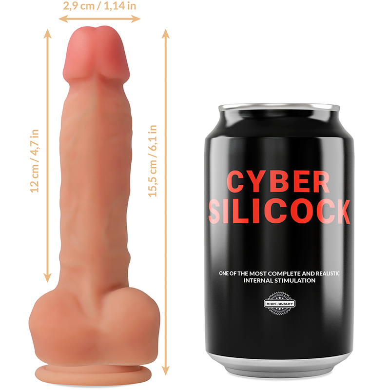 Cyber Silicock Strap-on Ansel con 3 Anillos - 15.5 cm