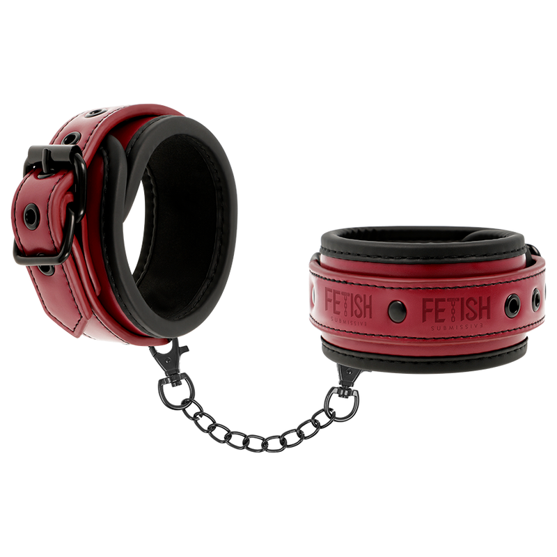 Esposas de Cuero Vegano con Forro de Neopreno - Fetish Submissive Dark Room