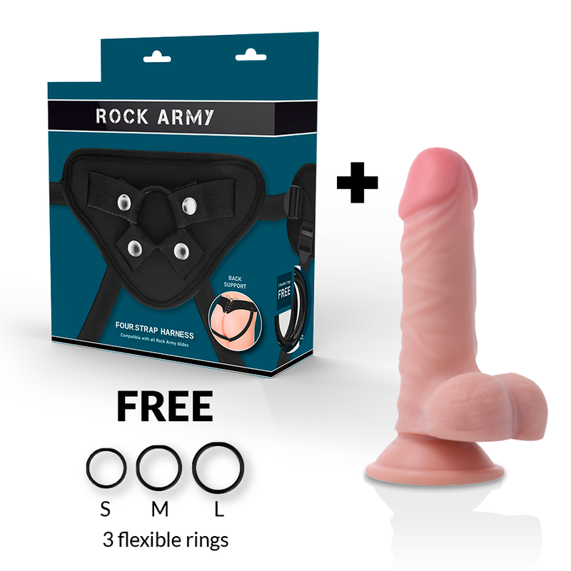 Rock Army Harness + Dual Density Panzer - Arnés con Dildo 17 cm